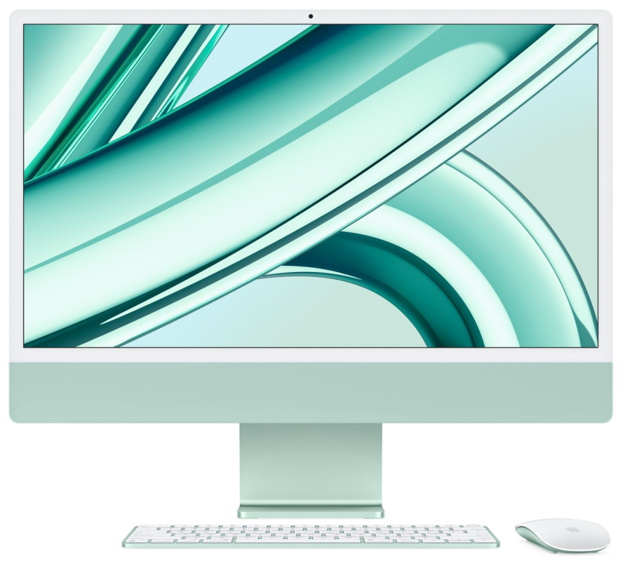 Apple iMac 24" Retina 4,5K, (M3 8C CPU, 10C GPU), 8 ГБ, 256 ГБ SSD, зеленый в Челябинске купить по недорогим ценам с доставкой
