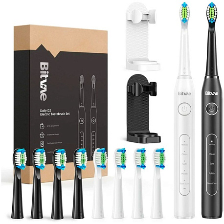 Электрические зубные щетки Bitvae D2 Daily Toothbrush, белая+черная в Челябинске купить по недорогим ценам с доставкой