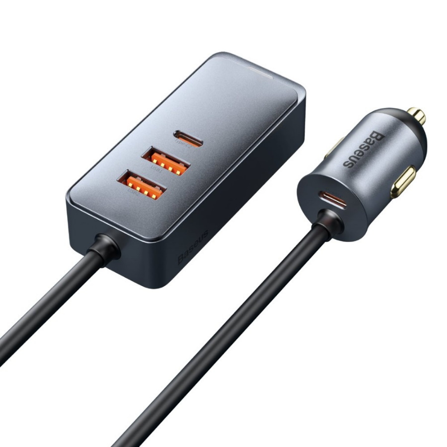 АЗУ Baseus Share Together PPS multi-port Fast charging car charger with extension cord 120W 2U+2C в Челябинске купить по недорогим ценам с доставкой