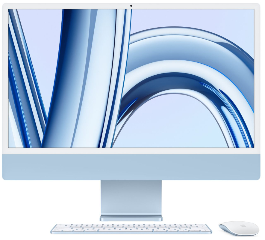 Apple iMac 24" Retina 4,5K, (M3 8C CPU, 10C GPU), 8 ГБ, 256 ГБ SSD, синий в Челябинске купить по недорогим ценам с доставкой