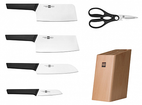 Набор Xiaomi Fire kitchen, 4 ножа и ножницы с подставкой (HU0058) в Челябинске купить по недорогим ценам с доставкой