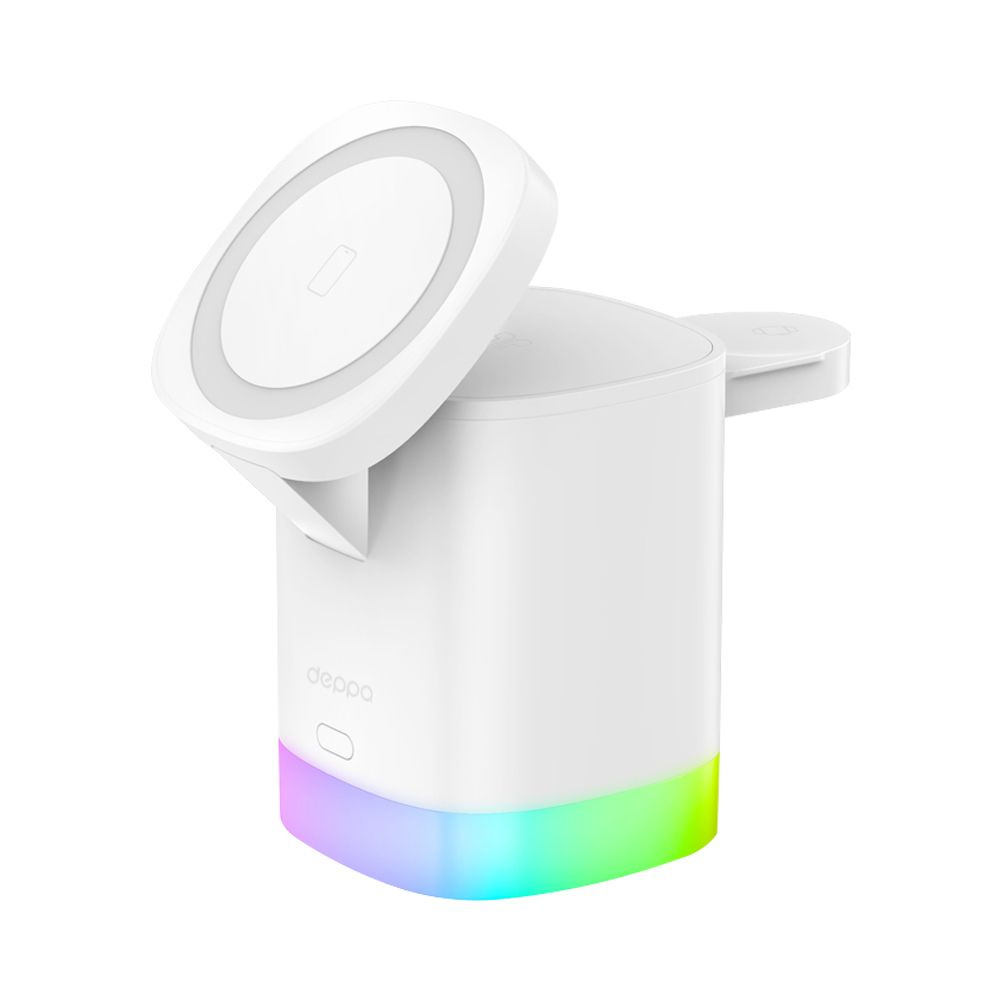 Беспроводная зарядная станция DEPPA 3 в 1 MagSafe 20W Tower Stand QI складная, белый (23159) в Челябинске купить по недорогим ценам с доставкой