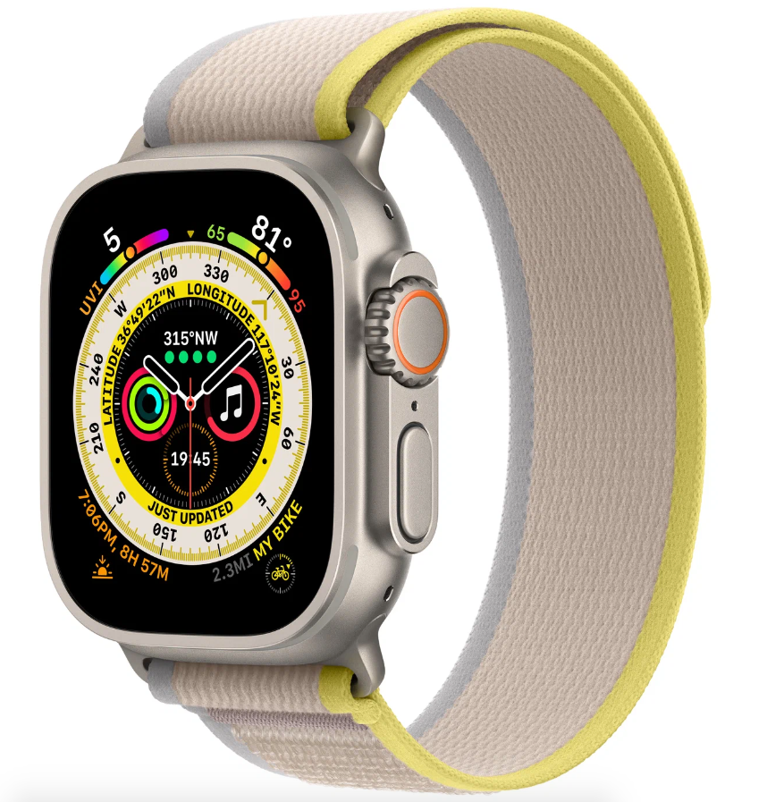 Умные часы Apple Watch Ultra GPS+Cellular 49mm Titanium Case with Yellow/Beige Trail Loop (EU) в Челябинске купить по недорогим ценам с доставкой