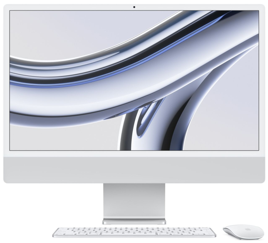 Apple iMac 24" Retina 4,5K, (M3 8C CPU, 10C GPU), 8 ГБ, 256 ГБ SSD, серебристый в Челябинске купить по недорогим ценам с доставкой