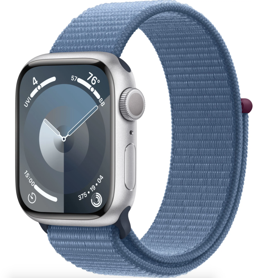 Умные часы Apple Watch Series 9 41mm Silver Aluminum Case with Blue Sport Loop в Челябинске купить по недорогим ценам с доставкой