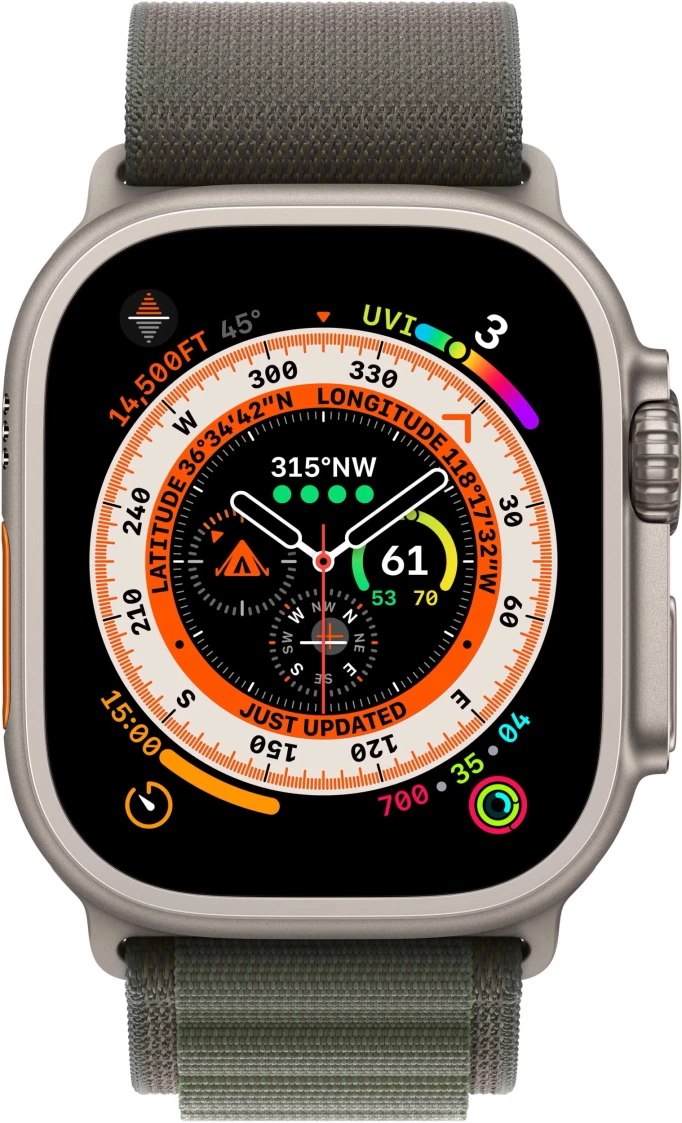 Умные часы Apple Watch Ultra GPS+Cellular 49mm Titanium Case with Starlight Green Loop (EU) в Челябинске купить по недорогим ценам с доставкой
