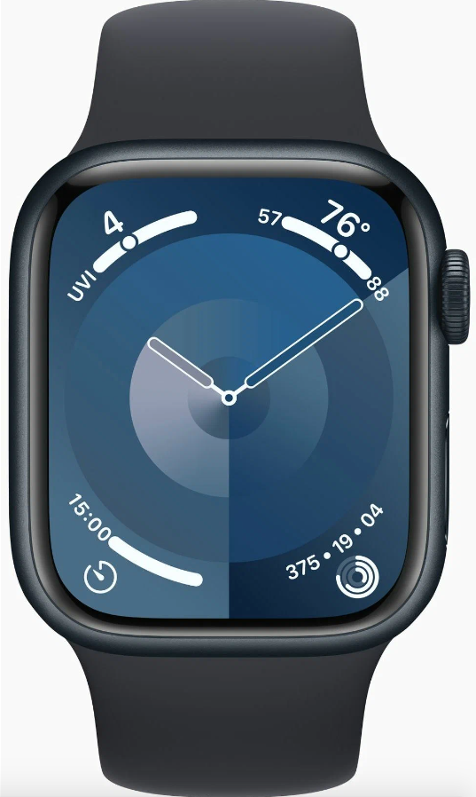 Умные часы Apple Watch Series 9 45mm Midnight Aluminum Case with Black Sport Band в Челябинске купить по недорогим ценам с доставкой