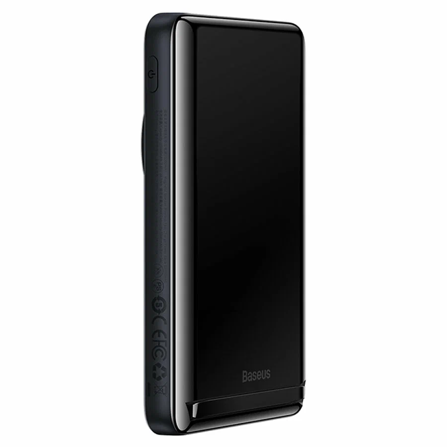 Внешний аккумулятор Baseus Magnetic Bracket Wireless Fast Charge 20W, 10000mAh, черный (PPCX000203) в Челябинске купить по недорогим ценам с доставкой