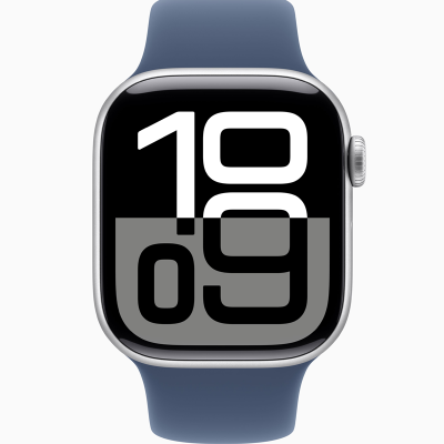 Умные часы Apple Watch Series 10 42mm Silver Aluminium with Blue Sport Band в Челябинске купить по недорогим ценам с доставкой