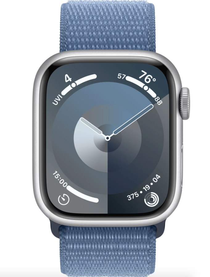 Умные часы Apple Watch Series 9 41mm Silver Aluminum Case with Blue Sport Loop в Челябинске купить по недорогим ценам с доставкой