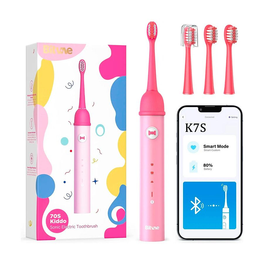 Электрическая детская зубная щетка Bitvae Smart K7S Kids Electric Toothbrush, розовая в Челябинске купить по недорогим ценам с доставкой