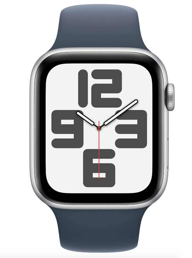Умные часы Apple Watch SE (2023) 44mm Silver Aluminium Case with Blue Sport Band (EU) в Челябинске купить по недорогим ценам с доставкой