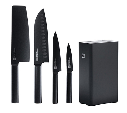 Набор Xiaomi Knife Black HU0076, 4 ножа с подставкой, черный в Челябинске купить по недорогим ценам с доставкой