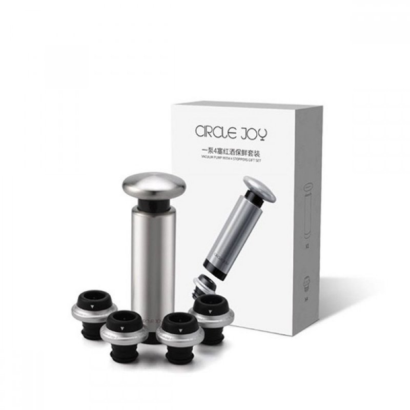 Набор для хранения вина Circle Joy Vacuum Pump With 4 Stoppers Gift Set (CJ-JS05) в Челябинске купить по недорогим ценам с доставкой