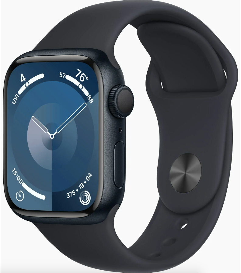 Умные часы Apple Watch Series 9 45mm Midnight Aluminum Case with Black Sport Band в Челябинске купить по недорогим ценам с доставкой