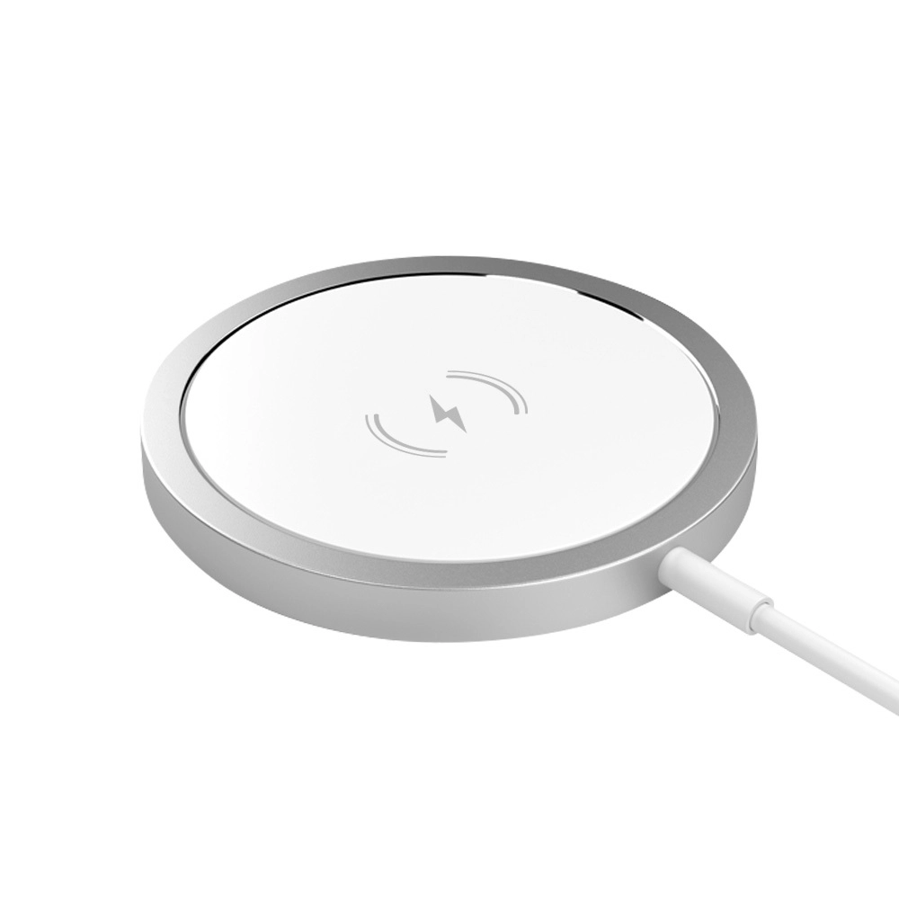 Беспроводное зарядное устройство Deppa MagSafe Qi 15W серебристое в Челябинске купить по недорогим ценам с доставкой