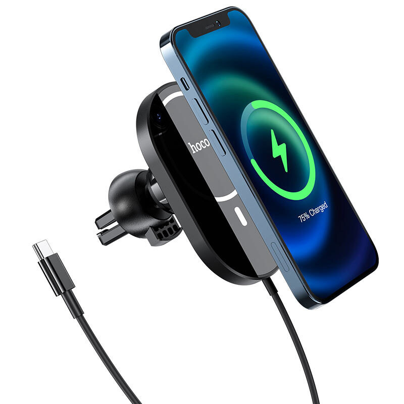 Держатель магнитный c БЗУ HOCO CA90 MagSafe 15W (в дефлектор) в Челябинске купить по недорогим ценам с доставкой