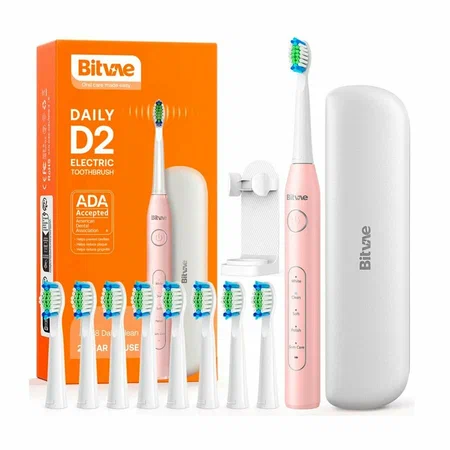 Электрическая зубная щетка Bitvae D2 Daily Toothbrush+Case+8 Heads, розовая в Челябинске купить по недорогим ценам с доставкой