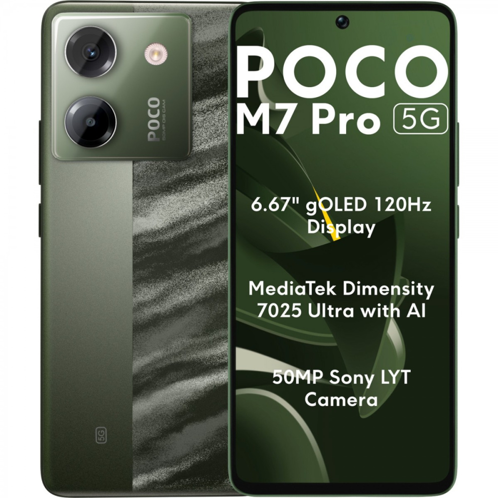 Смартфон Xiaomi POCO M7 Pro 5G 8/256Gb, Green в Челябинске купить по недорогим ценам с доставкой