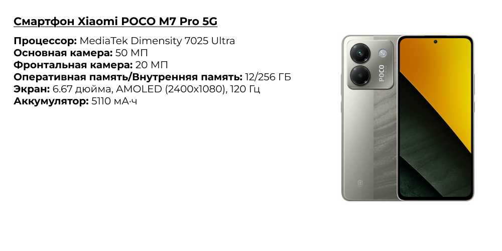 Смартфон Xiaomi POCO M7 Pro 5G Смартфон Xiaomi POCO M7 Pro 5G