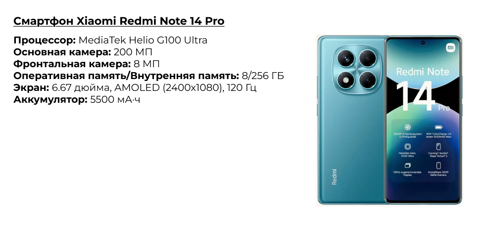 Смартфон Xiaomi Redmi Note 14 Pro