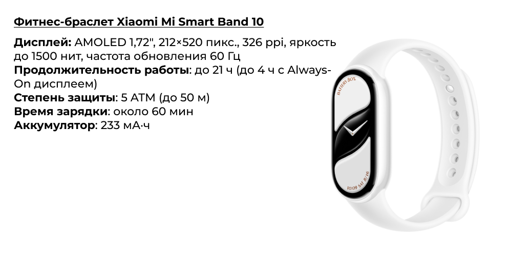 Фитнес-браслет Xiaomi Mi Smart Band 10