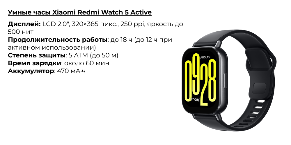Умные часы Xiaomi Redmi Watch 5 Active